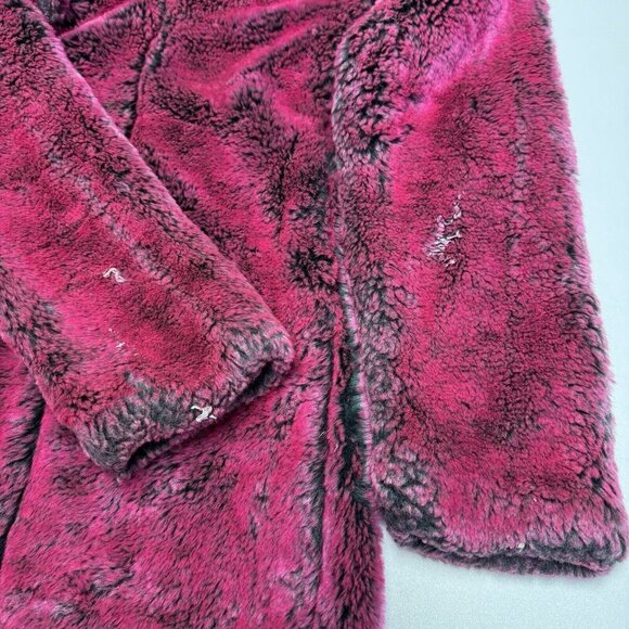 Vintage Morbid Threads Faux Fur Coat Womens Medium Pink One Button USA - Picture 8 of 16
